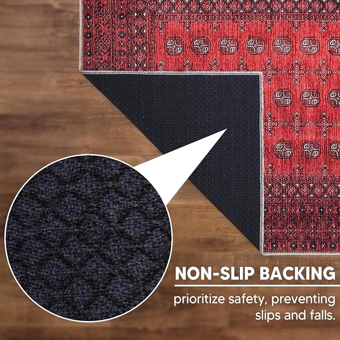 Keen Home Design 4x6 Rug - Machine Washable Area Rug with Non-Slip Backing, Ideal for Living Room, Dining Room, Bedroom - Vintage, Easy Clean, Durable, Low Pile Rug - (4' x 6')