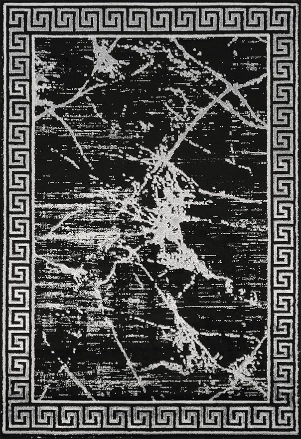 GLORY RUGS Area Rugs Marble 2x3 Black Gray Carpet Modern Abstract Rug Living Room Dining Bedroom Rug