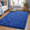 Zentavio Rugs for Boys Room Blue 3x5 Area Rugs for Living Room Small Navy Carpet for Bedroom Washable Soft Fluffy Shag Aesthetic Plush High Pile Throw Rug for Nursery Kids Room Dorm Room
