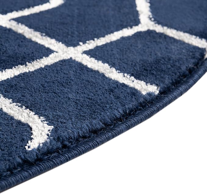 Unique Loom Marilyn Monroe Glam Collection Area Rug - Trellis (5' 3' x 8' Oval, Navy Blue Silver/ Silver)