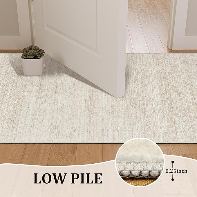 Valenrug Runner Rugs 2x8 - Stain Resistant 2x8 Rugs Runners for Hallways Living Room, Non Slip Runner Rugs for Bedroom, Folable Machine Washable Hallway Runner (2'x8', Beige)