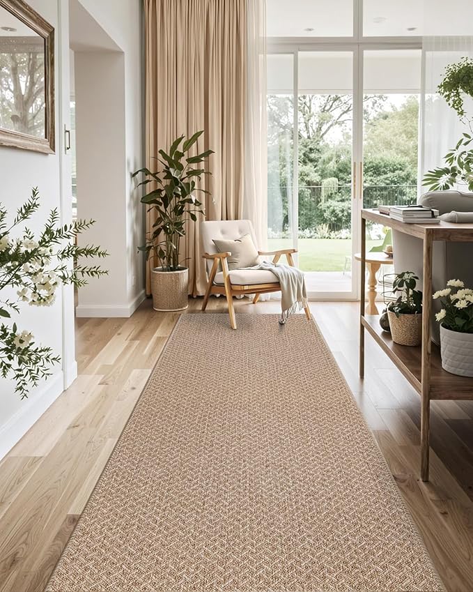 Color&Geometry Door Mat 3'x10' Runner Rug with Rubber Backing, Non Slip Washable Hallway Runner Kitchen Runner Rug, Carpet Runners for Hallway Living Room Bedroom, Beige (Rolled-up NO Creases)