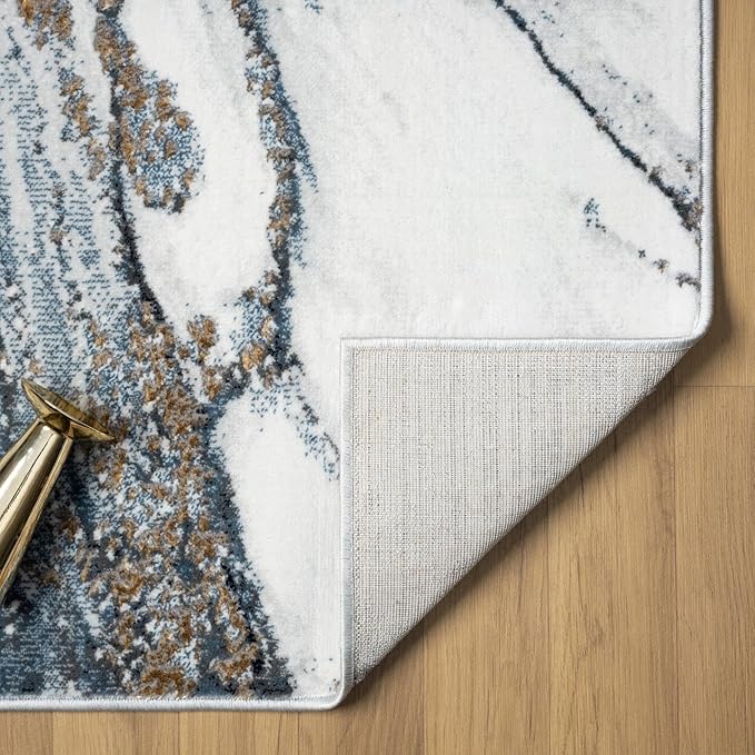 LUXE WEAVERS Marble Effect Abstract Blue 4x5 Area Rug