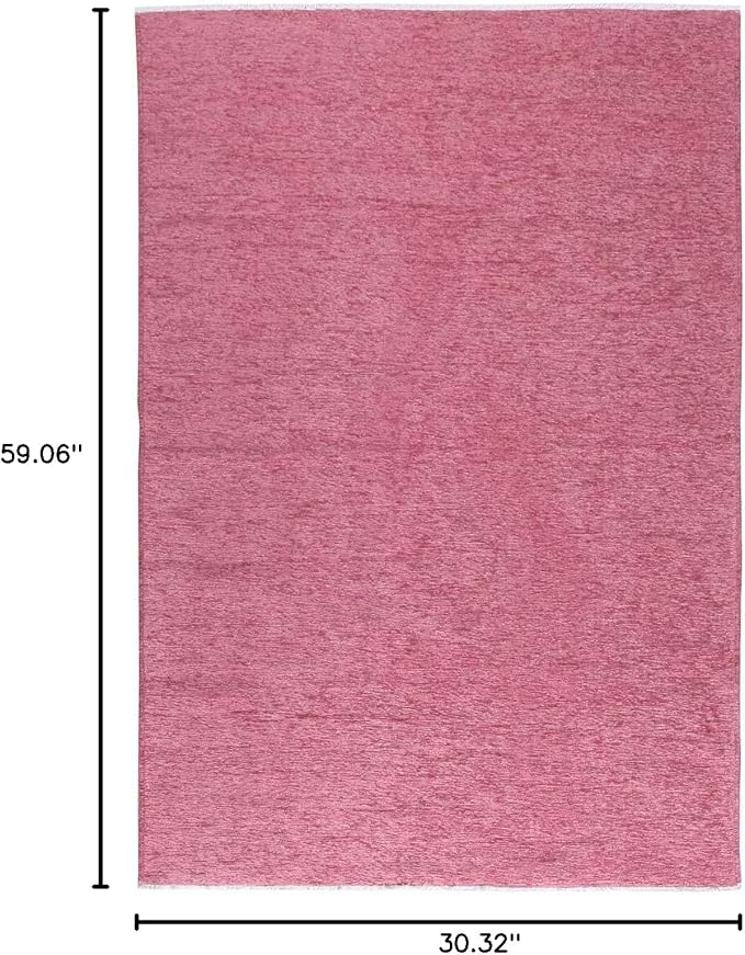 Alfa Rich 3x5 Dark Pink Washable Area Rugs for Living Room Bedroom Kitchen Girls Cotton Decor Runner