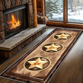 Gold Five-Point Star Runner Rug, 4x10ft Washable Hallway Badge Carpet, Corridor Accent Rugs, Stylish Decorative Runner for Home Hallway & Foyer, Vintage Style Non-Slip Mat