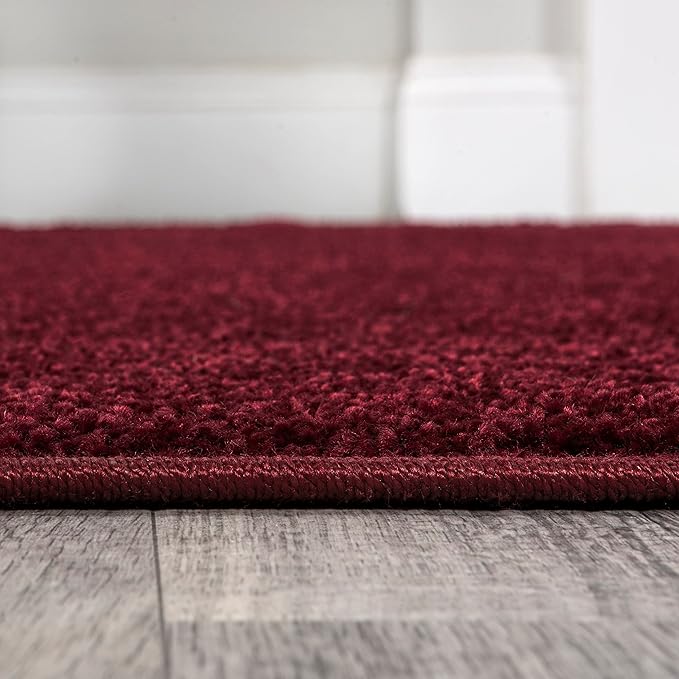 JONATHAN Y Haze Solid Low-Pile Dark Red Runner Rug 2x10, Coastal,Bohemian,Minimalist,Classic, Easy-Cleaning for Living Room,Bedroom,Kitchen,Pet Friendly,Non-Shedding (SEU100Q-210)