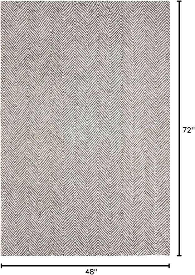 Modern Herringbone Chevron Collection Handcrafted Wool Area Rug - Durable, Zigzag Pattern, for High Traffic, Contemporary Design for Living Room, Bedroom, Dining Room Decor (Dark Olive, 4' x 6')