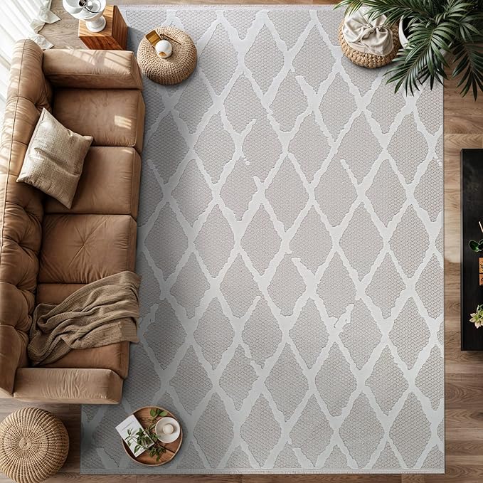 Modern Indoor Rug Diamond 8x10 Area Rugs for Living Room Luxury Kitchen Bedroom Durable Soft Geometric Durable Low and High Pile Stain Resistant Non Shedding Area Carpet 8x10