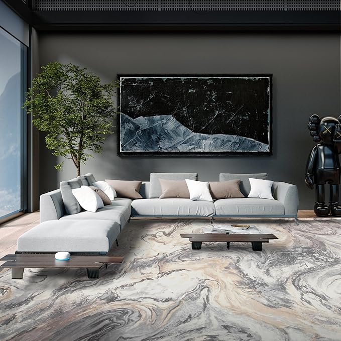 6x9 Area Rugs for Living Room, Modern Abstract Rug for Bedroom, Contemporary Machine Washable Rug, Large Stain Resistant Carpet for Dining Room Playroom Home Office, Pet & Kids Friendly