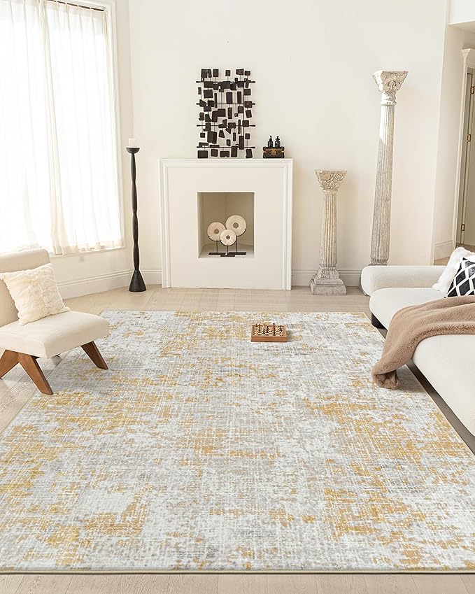 ILANGO Area Rug 9x12 for Living Room Bedroom Washable Rugs with Non Slip Backing High Traffic Indoor Carpet for Dining Room Dorm Non-Shedding & Fade Resistant Modern Rugs