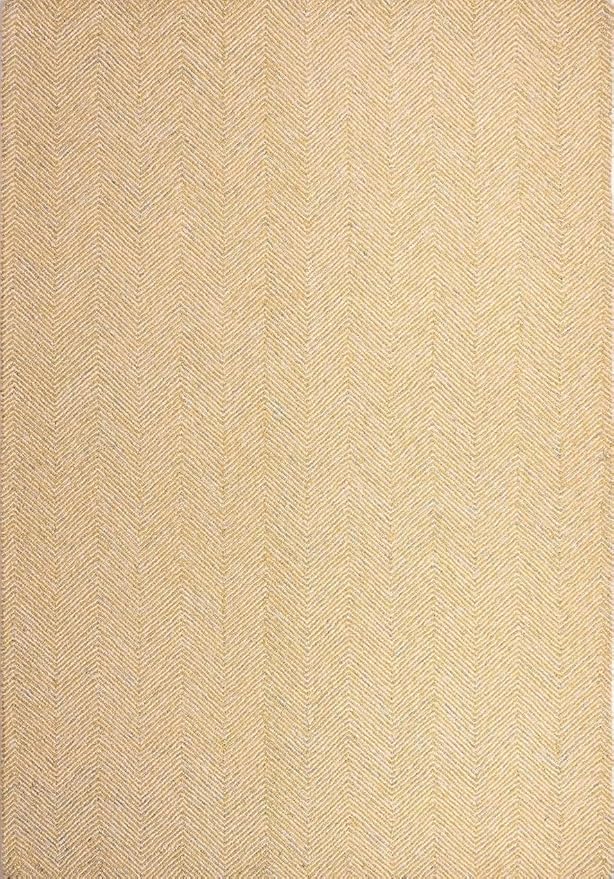 Modern Herringbone Chevron Collection Handcrafted Wool Area Rug - Durable, Zigzag Pattern, for High Traffic, Contemporary Design for Living Room, Bedroom, Dining Room Decor (Butter Yellow, 10' x 12')