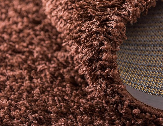 Unique Loom Solid Shag Collection Area Rug (9' x 12' 2" Rectangle Chocolate Brown)