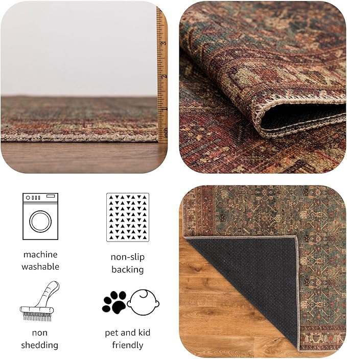 Keen Home Design 2x3 Rug - Machine Washable Entry Rug with Non-Slip Backing, Ideal for Enteryway, Kitchen, Bathroom, Laundry Room - Vintage, Easy Clean, Durable, Low Pile Rug - (2' x 3')