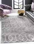 Unique Loom Glam Collection Area Rug - Trellis (10' x 13' Rectangle, Gray Silver/ Silver)