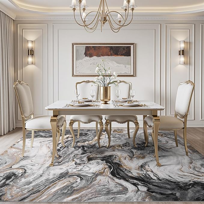 6x9 Area Rugs for Living Room, Modern Abstract Rug for Bedroom, Contemporary Machine Washable Rug, Large Stain Resistant Carpet for Dining Room Playroom Home Office, Pet & Kids Friendly
