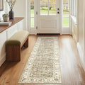 jinchan Fiora Runner Rug 2x5 Machine Washable Hallway Rug Taupe Vintage Floral Print Non-Slip Low Pile Ultra-Thin for Kitchen, Entryway, Laundry Room, Bedroom, Farmhouse (2‘x5’, Taupe)