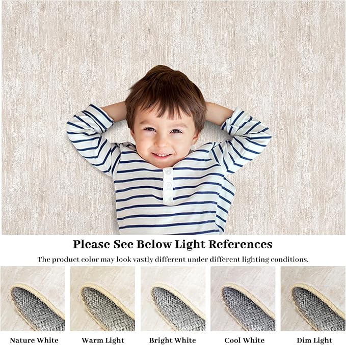 RUGSREAL Area Rug 5x7 Machine Washable Area Rug for Living Room Non-Slip Stain Resistant Modern Abstract Bedroom Rug Contemporary Solid Throw Rug Foldable Accent Floor Carpet for Dining Room, Beige