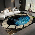 3D Well Waterfall Bedroom Carpet, 5x6ft, Visual Illusion Deep Hole Entrance Rug, Huge Stone Cracks Non-Slip Rugs, Cozy Breathable with Non Slip Backing Mat for Indoor Bedside