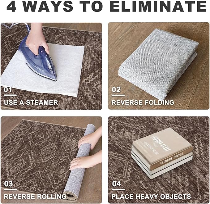 KILOCOCO Hallway Runner Rug 2'x8' Runners for Hallways Washable Runner Rug Non Slip Laundry Room Rug Low-Pile Rug Runner for Bedroom Kitchen Living Room Boho Rug, Rust Red