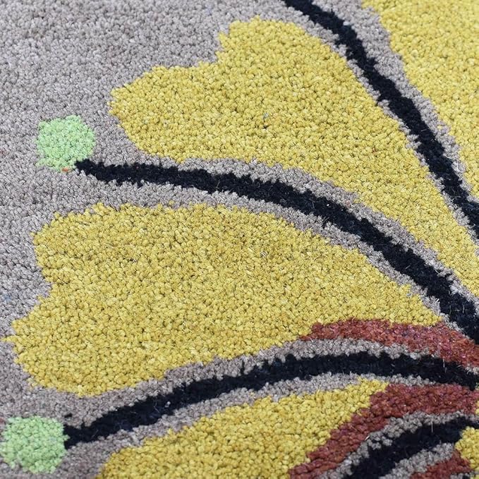 Hand Tufted Wool ECO-Friendly Area Rugs - 2'6''x10', Runner Shape, Camel, Floral Modern Design, High Pile Thick Handmade Anti Skid Area Rugs for Living Room, Bed Room (K00219)