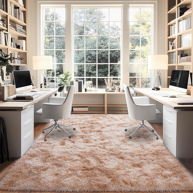 Upgrade Non-Slip Plush Rugs for Living Room, Soft Shaggy Carpets for Living Room, Fuzzy Rugs for Kids' Room, Perfect Decor for Modern Home Tie Dye Beige 5x7Feet