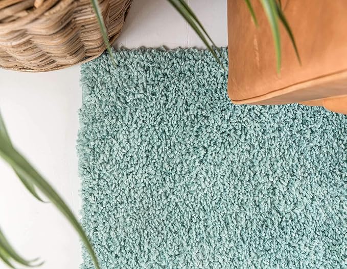 Unique Loom Davos Shag Collection Area Rug - Solid (2' 7" x 10' Runner, Aqua)