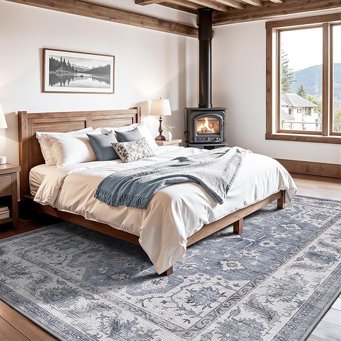 LUMI Washable Area Rug 8x10 for Living Room, Ultra Soft Stain Resistant Carpet with Non Slip Rubber Backing, Non-Shedding Low Pile Rugs for Bedroom, Dining Room, Indoor, Office