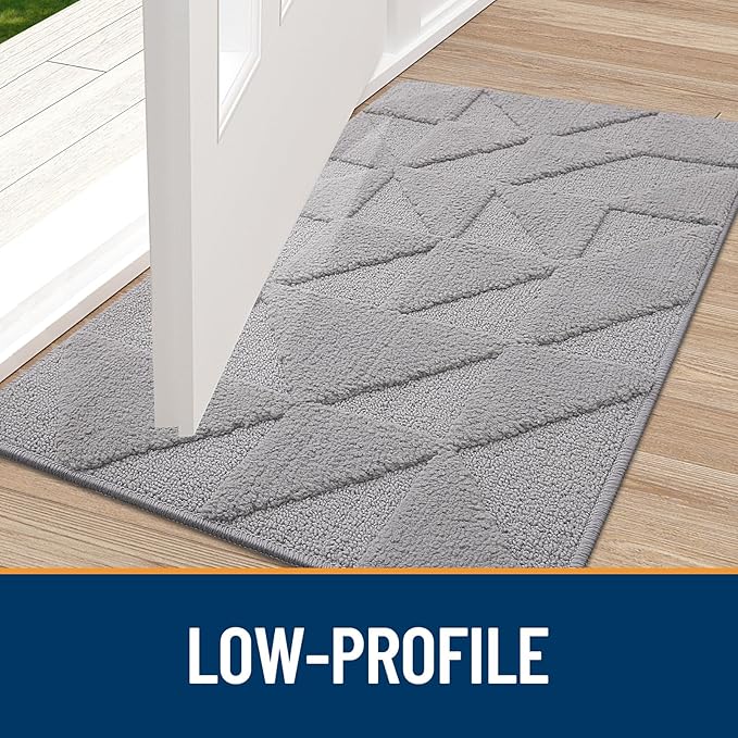 OLANLY Door Mats Indoor, Non-Slip, Absorbent, Dirt Resist, Entrance Washable Mat, Low-Profile Inside Entry Doormat for Entryway (36x24 inches, Grey)