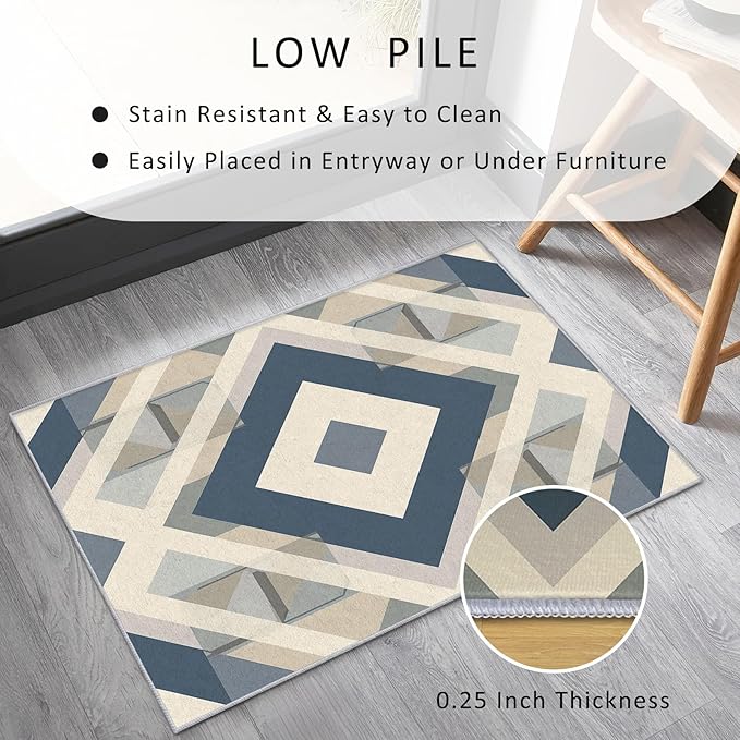 Geometric Rug, Washable 6x8 Rug for Living Room, Modern Abstract Patterned Indoor Carpet, Geometric Decor for Home, Bedroom, Soft Non Slip Thin Design FER100