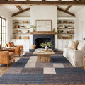 Rugshop Contemporary Blue Geometric Boxes Non-Slip Area Rug Non-Shedding for Living Room, Dining Room and Office, 10' x 14'