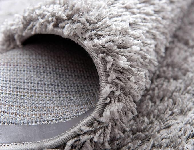 Unique Loom Solid Shag Collection Area Rug (8' x 11' Rectangle Cloud Gray)