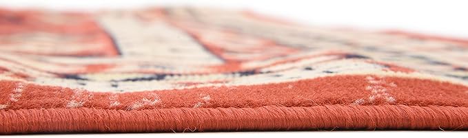 Unique Loom Taftan Collection Border Geometric Tribal Inspired Design Area Rug (6' 0 x 9' 0 Rectangular, Terracotta/ Ivory)