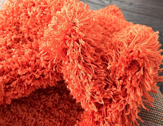 Unique Loom Solid Shag Collection Area Rug (9' x 12' Rectangle, Tiger Orange)