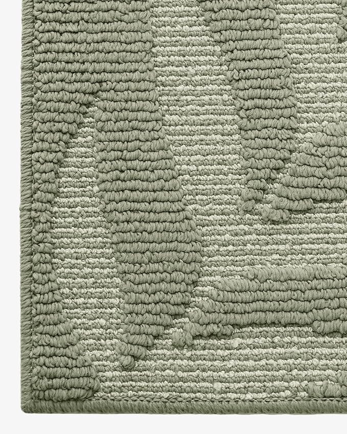 LUMI Front Door Mat Indoor Entrance 32"x48", Low Profile Welcome Mat, Non-Slip Washable Doormat with Rubber Backing for Entrance, Patio, Garage, Green