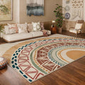 Colorful Geometric Sun Rug, Sun Pattern Rug, Geometric Area Rugs, Colorful Abstract Rugs, Washable Boho Carpet for Living Room, Bedroom, Dining Room, Office (6' x 8'(Rectangular))