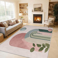 Mid Century Modern Rugs for Home Decor, 4x5 ft, Boho Abstract Geometry Area Rugs for Living Room, Soft Non Slip Washable Minimalist Arched Carpet Bedroom Decorations Dt-Ghf-19
