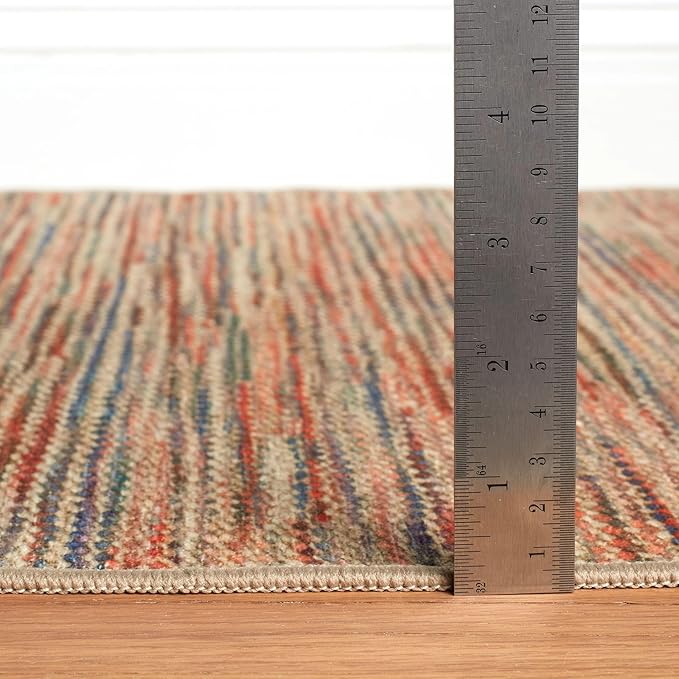 Dash & Albert Clay Multi Machine Washable Rug, 6 X 9 Feet, Multi Stripe Pattern