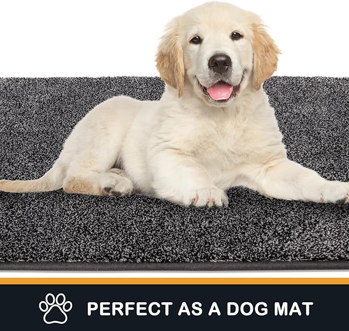 PURRUGS Dirt Trapping Door Mat 20" x 31.5", Non-Slip Machine Washable Entry Rug, Shoe Scraper, Dog Doormat, Super Absorbent Welcome Mat for Front & Back Door, Muddy Shoes & Paws, Light Grey-Dark Grey
