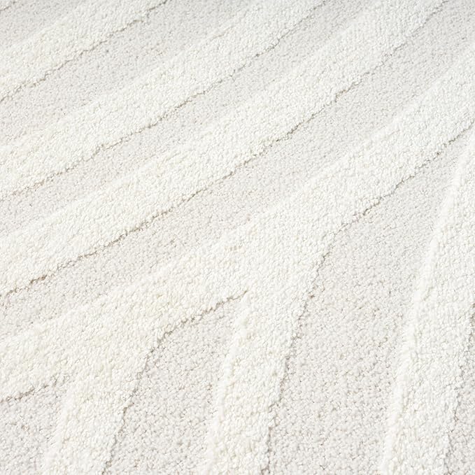 Abani Nomad Cream Tone-on-Tone Area Rug 6' x 9' for Living Room, Bedroom - Linear Curves Pattern - Durable & Easy to Clean