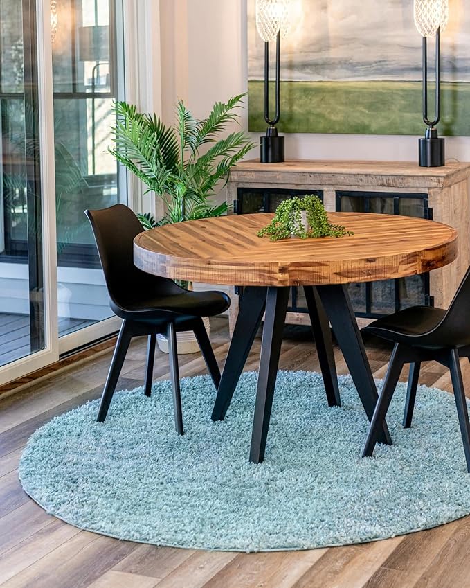 Unique Loom Davos Shag Collection Area Rug - Solid (6' 7" Round, Aqua)