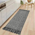 Collive Kitchen Runner Rug, 2' x 4.3' Cotton Hand-Woven Reversible Washable Rug, Black Bathroom Rugs Modern Farmhouse Hallway Carpet for Foyer Bedroom Entry Back Door Decor