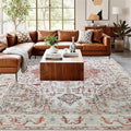Large Area Rugs 6x9, Washable Vintage Rugs -Low Pile, Soft Plush Rugs for Bedroom, Kitchen, Dining Room, Stain Resistance, Non Shedding & Kid & Pet Friendly, Beige