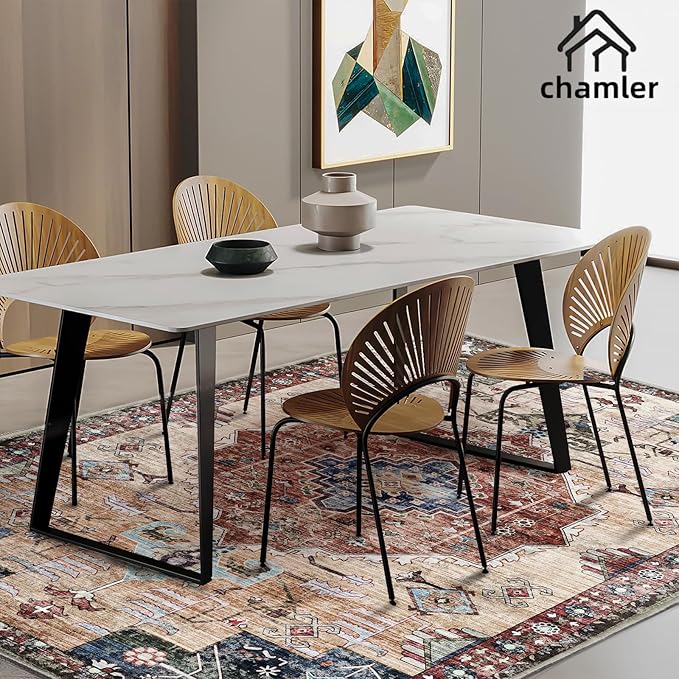 5x7 Washable Area Rug Vintage Traditional Floor Cover Foldable Thin Kitchen Accent Indoor Distressed Non Slip Carpet Rugs for Bedroom Living Room Bathroom