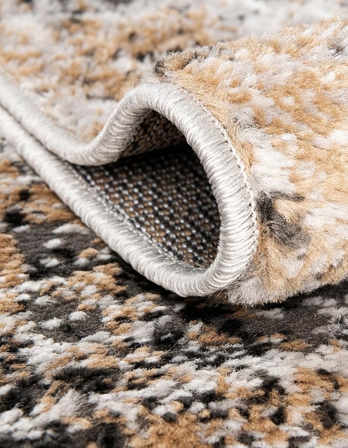 Rugs.com Leipzig Collection Rug – 5 Ft Round Beige Low-Pile Rug Perfect for Kitchens, Dining Rooms