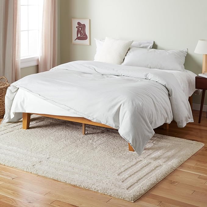 Town & Country Everyday Cloud Shag Plush Border Area Rug with High-Low Pile, Beige, 6'6"x9'6"