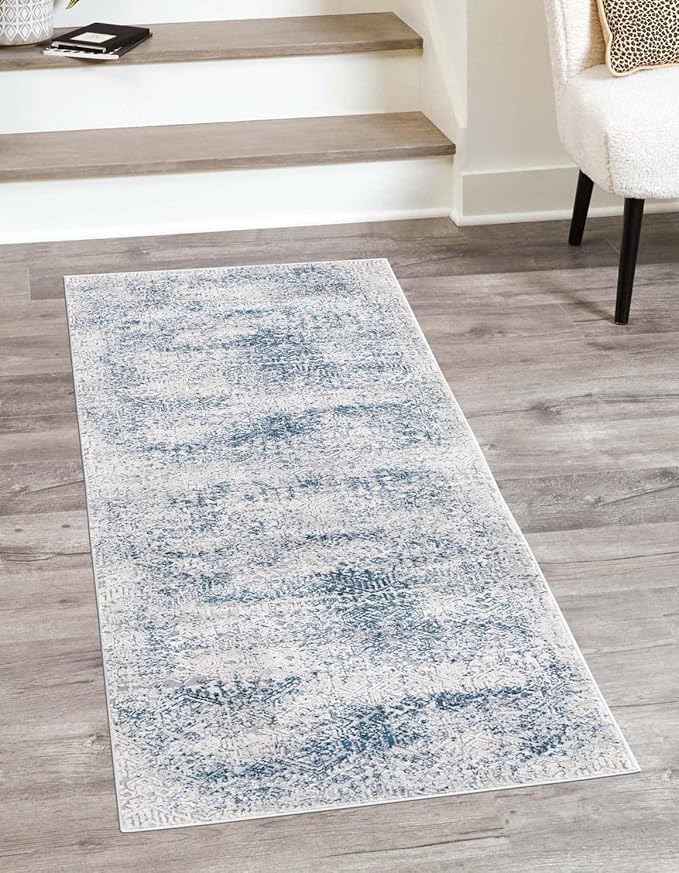 Unique Loom Finsbury Collection Area Rug - Sarah (2' x 9' 10" Runner, Blue/ Ivory)
