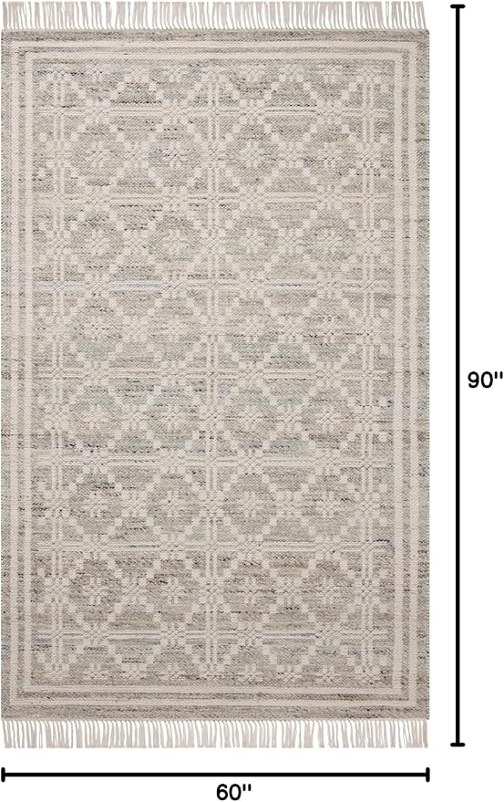 Loloi Angela Rose Rivers Collection RIV-02 Lagoon/Ivory 5'-0" x 7'-6" Reversible Area Rug