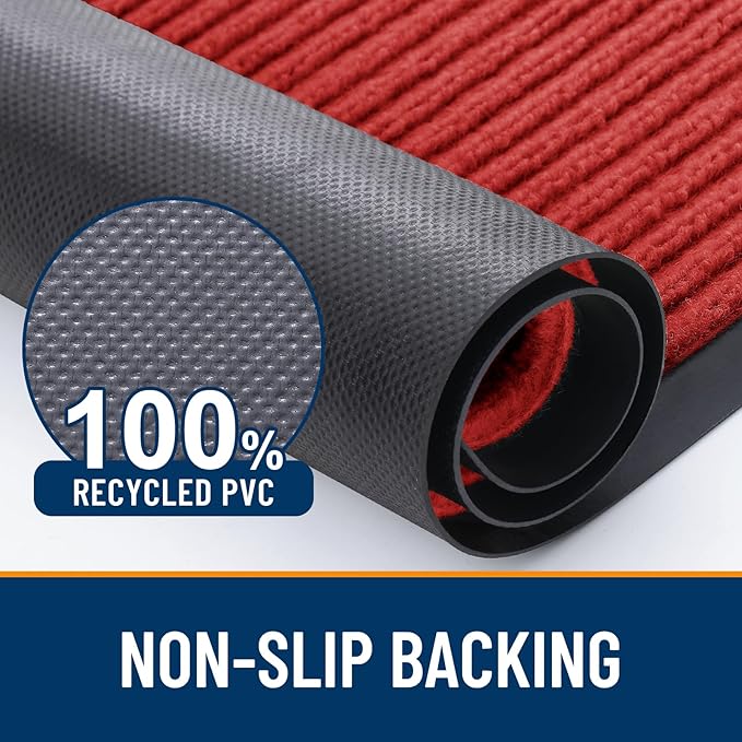 OLANLY Front Door Mat Indoor Outdoor Entrance, Waterproof Heavy Duty Doormat, Fade Resistant, Low Profile, Easy Clean Patio Porch Welcome Floor Mats for Entry, 47x17, Red