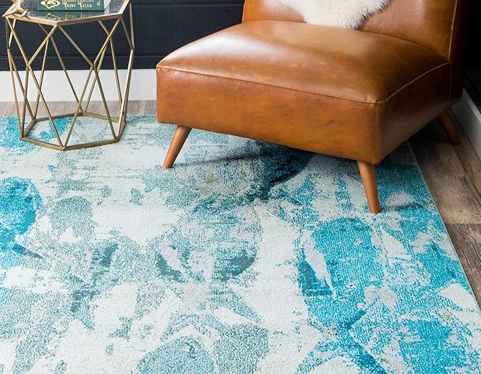 Unique Loom Positano Collection Coastal Modern Fish Light Blue Area Rug (9' x 12')