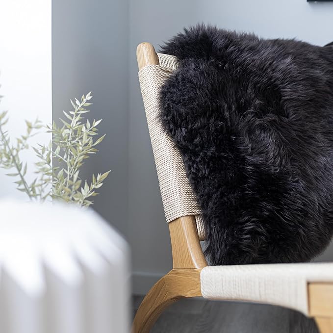 Sheepskin Long Hair 2x3 ft | Bedside Rugs for bedrooms, Sofa, Chair or The Dining Table | Each Sheepskin Rug is Unique and Created by Nature | Small Fluffy Rug in Color Chocolate